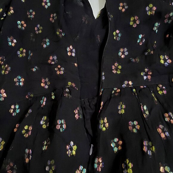 Oliphant Kala Maxi Dress XS Black Metallic Floral Balloon Sleeve Tuckernuck - Picture 11 of 11